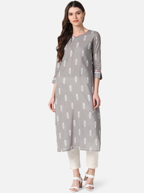 

AHIKA Women Grey Ethnic Motifs Printed Kurta