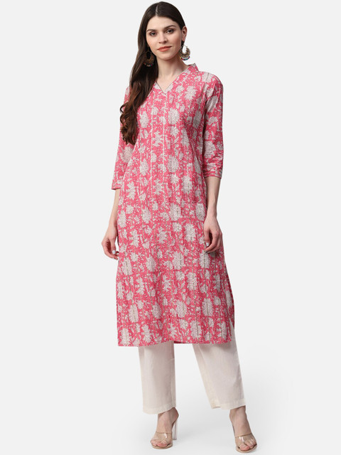 

AHIKA Women Pink Ethnic Motifs Printed Kurta