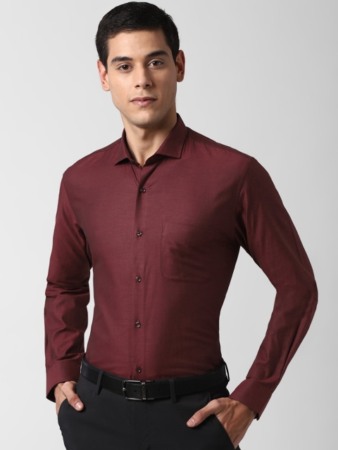 

Peter England Men Maroon Slim Fit Self Design Cotton Formal Shirt