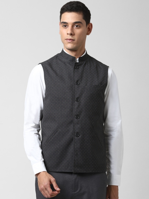 

Peter England Men Grey Printed Woven Design Waistcoat