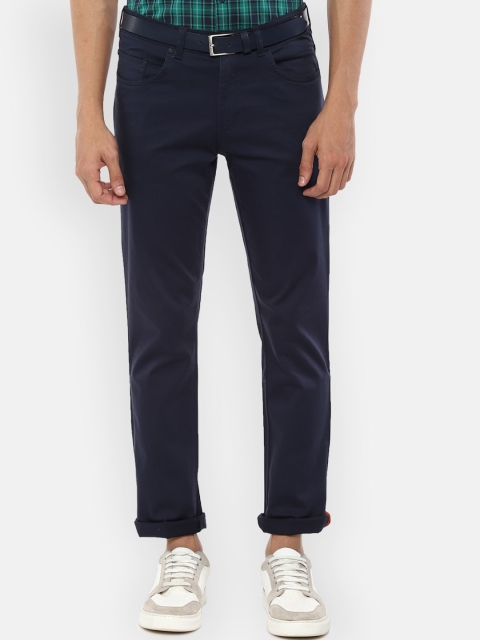 

V Dot Men Navy Blue Slim Fit Solid Chinos