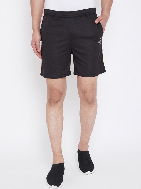 

KROSSSTITCH Men Black Solid Regular Fit Sports Shorts