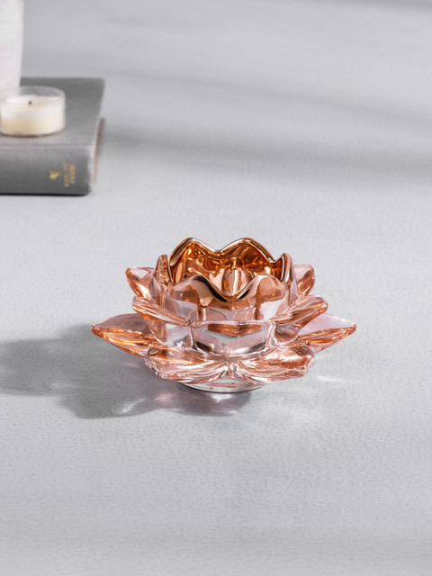 

Pure Home and Living Set Of 4 Pink Blooming Lotus Candle Votive Holders