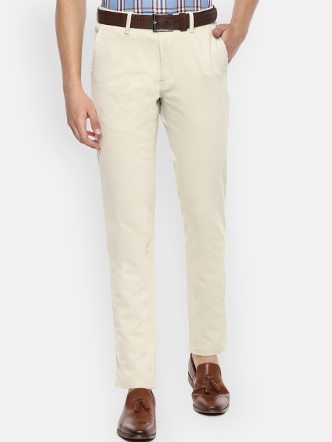 

Louis Philippe Sport Men Cream-Coloured Regular Fit Solid Trousers
