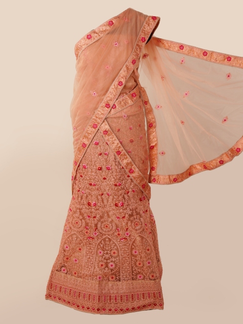 

Pothys Peach-Coloured Embroidered Net Saree