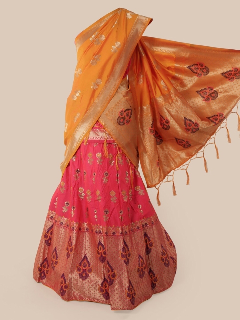 

Pothys Yellow & Pink Silk Cotton Woven Design Half & Half Saree