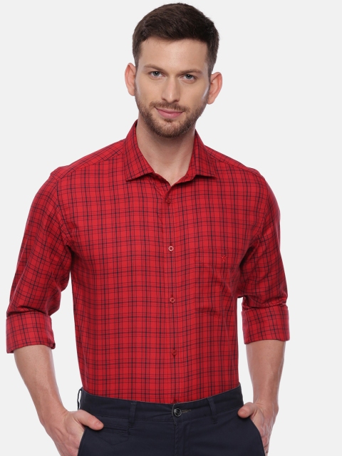 

CROYDON Men Red & Black Regular Fit Checked Cotton Formal Shirt