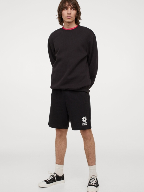 

H&M Men Black Regular Fit Sweatshirt Shorts