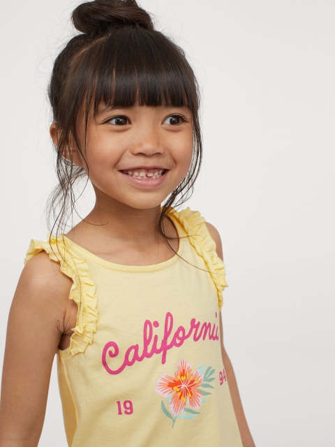 

H&M Girls Yellow Frill-Trimmed Jersey Top