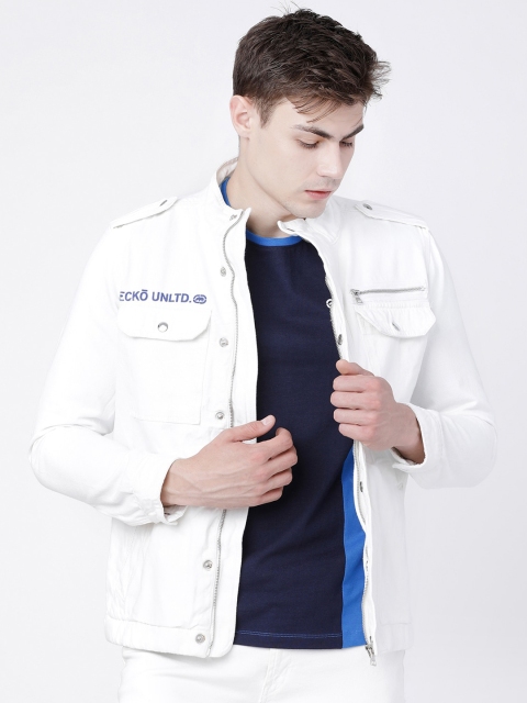 

Ecko Unltd Men White Solid Denim Jacket