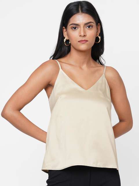 

20Dresses Beige Satin Regular Top