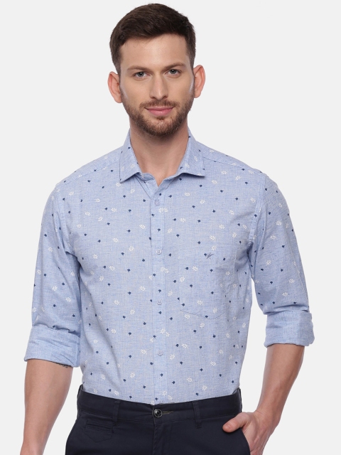 

CROYDON Men Blue Regular Fit Printed Cotton Formal Shirt