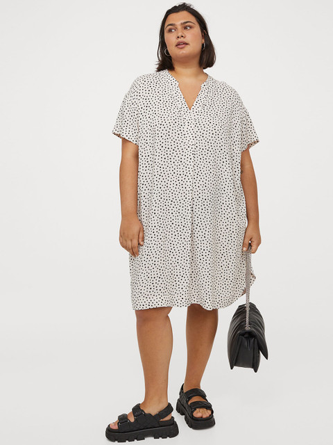 

H&M Plus White & Black V-Neck Dress
