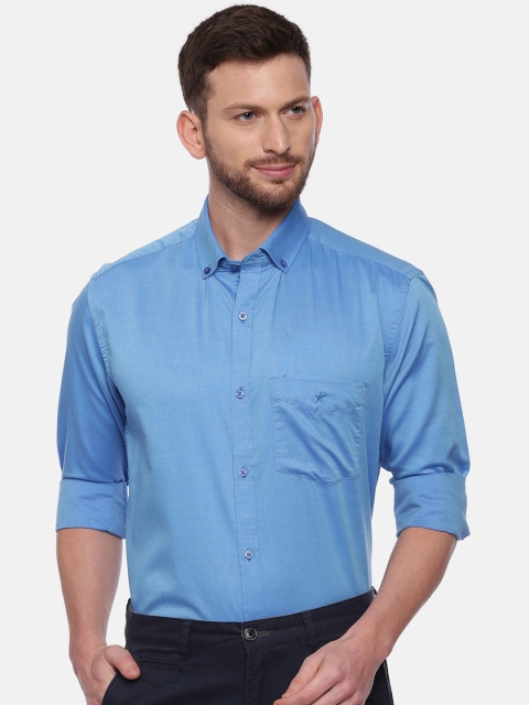

CROYDON Men Blue Regular Fit Solid Cotton Formal Shirt