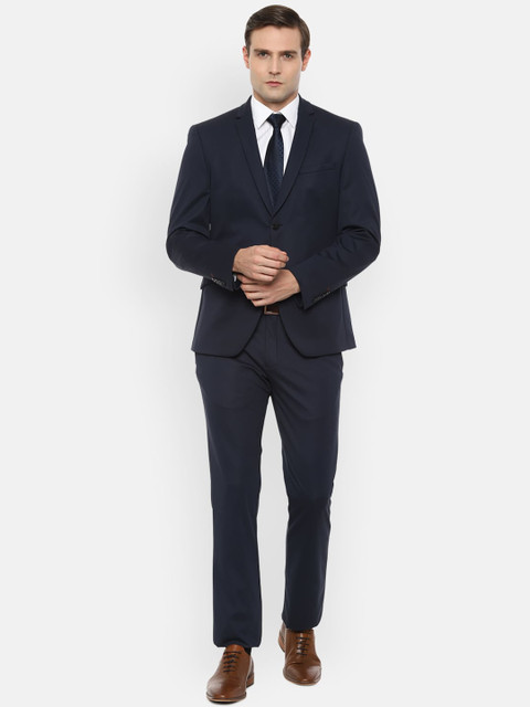 

V Dot Men Navy Blue Solid Slim-Fit Formal Two-Piece Formal Suit