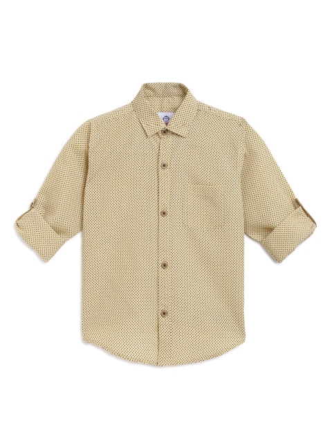 

Kidling Boys Beige & Black Regular Fit Printed Casual Shirt