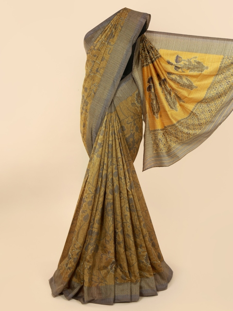 

Pothys Grey Printed Jute Cotton Saree