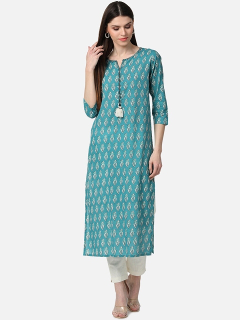 

AHIKA Women Turquoise Blue Ethnic Motifs Printed Kurta