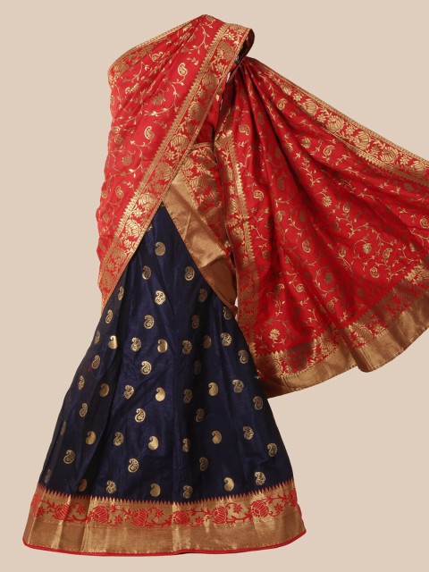 

Pothys Red & Navy Blue Silk Cotton Woven Design Saree