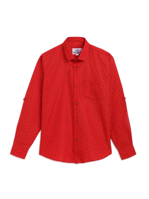 

Kidling Boys Red & Black Regular Fit Printed Casual Shirt