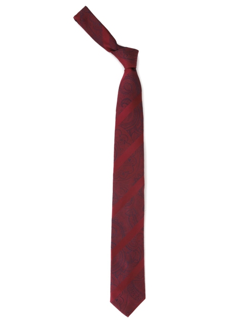 

Louis Philippe Maroon & Blue Silk Woven Design Broad Tie