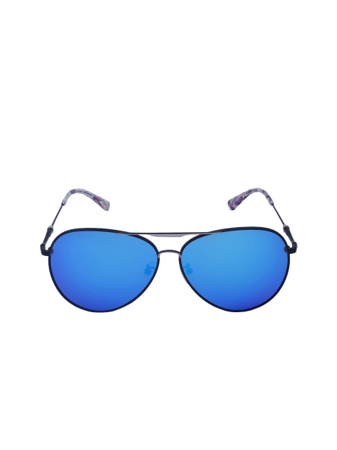 

MARC LOUIS Unisex Blue Lens & Black Aviator Sunglasses with Polarised and UV Protected