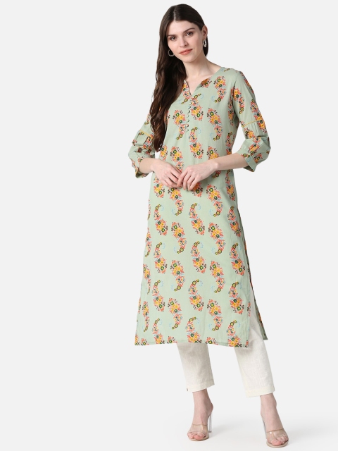 

AHIKA Women Sea Green Ethnic Motifs Printed Kurta