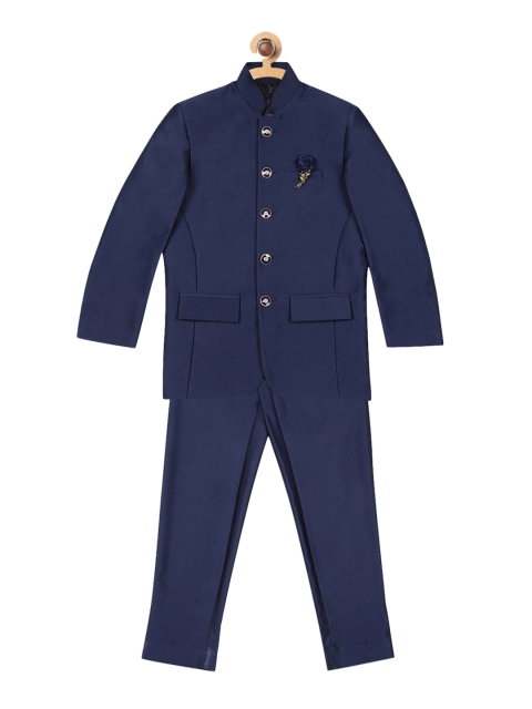 

Blue Giraffe Boys Navy Blue Solid Suit