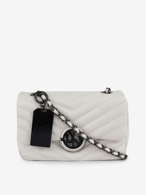 

LYN White Textured Sling Bag