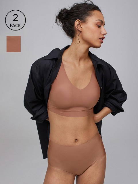 

H&M Women 2-Pack Light Shaping Briefs, Brown