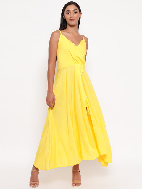 

Aawari Women Yellow Solid Maxi Dress