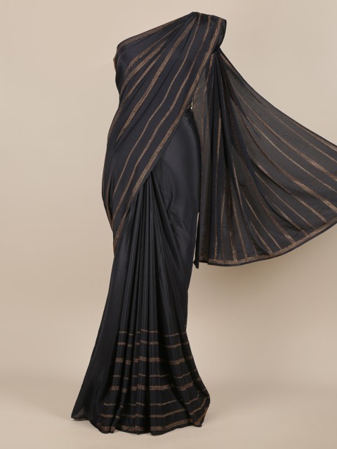 

Pothys Black Striped Pure Crepe Saree