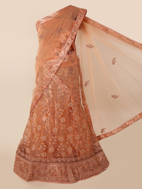 

Pothys Peach-Coloured Embroidered Net Saree