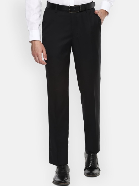 

Louis Philippe Men Black Slim Fit Solid Formal Trousers