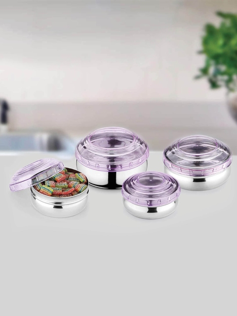 

Jensons Set Of 4 Steel & Purple Stainless Steel Food Containers