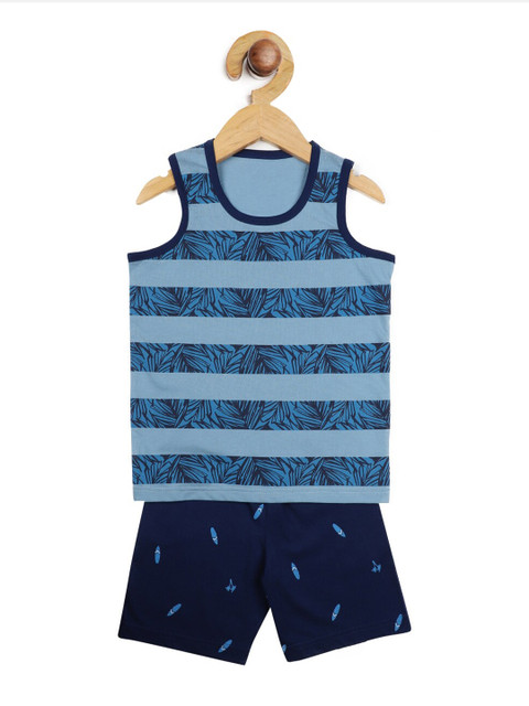 

Stupid Cupid Boys Blue Striped T-shirt with Shorts