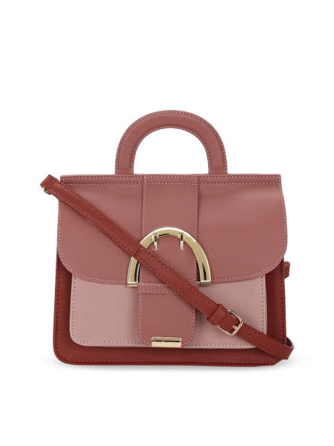 

Van Heusen Woman Pink & Brown Colourblocked Satchel