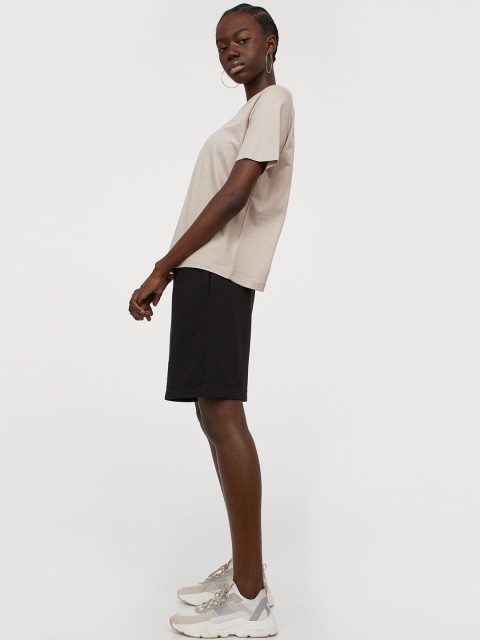 

H&M Women Beige Cotton T-shirt