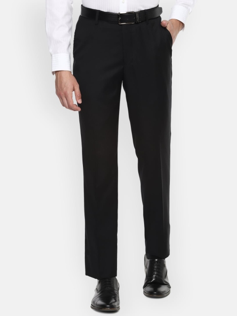 

Louis Philippe Men Black Slim Fit Solid Formal Trousers