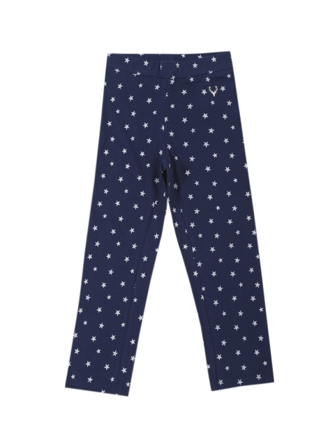 

Allen Solly Junior Girls Navy Blue & White Printed Ankle-Length Leggings