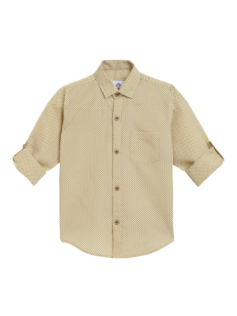 

Kidling Boys Beige & Black Regular Fit Printed Casual Shirt