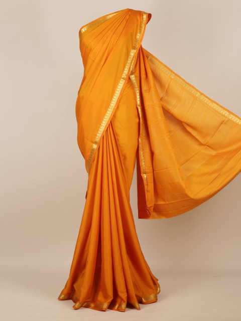 

Pothys Orange Solid Poly Georgette Saree