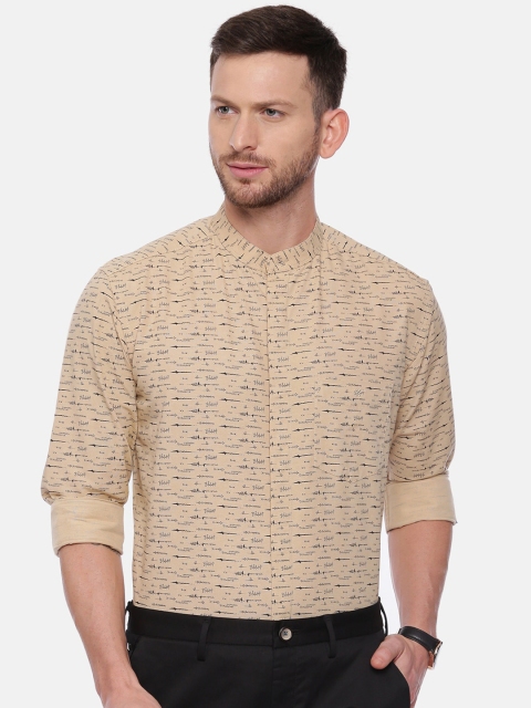 

CROYDON Men Beige Regular Fit Printed Cotton Formal Shirt