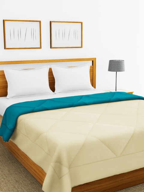 

BIANCA Off-White & Teal Blue Solid AC Room 250 GSM Double Bed Comforter