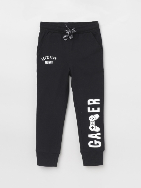 

max Boys Black Printed Cotton Joggers
