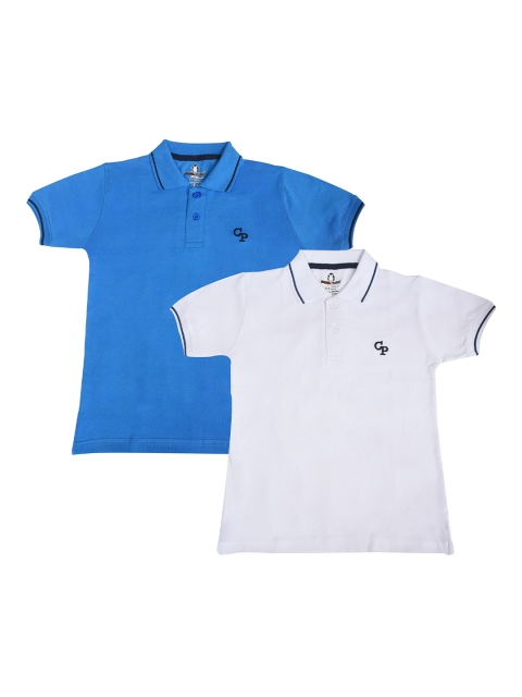 

CRAZYPENGUIN Boys Pack of 2 Solid Polo Collar T-shirts, White