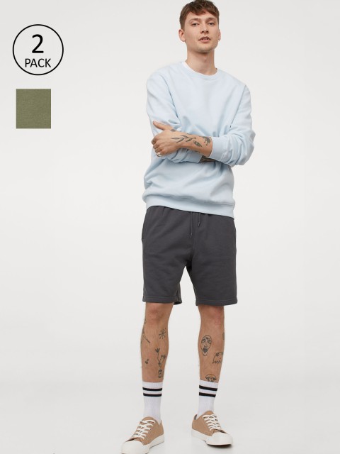 

H&M Men 2-Pack Regular Fit Sweatshorts, Grey