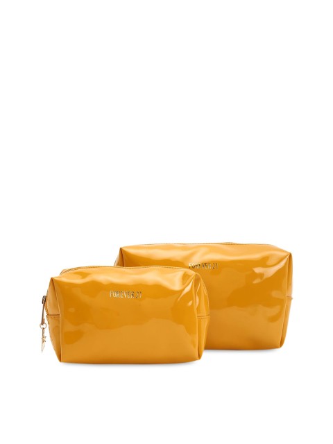 

FOREVER 21 Set of 2 Mustard Yellow Solid Cosmetic Pouch