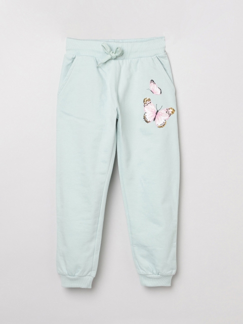 

max Girls Green & Pink Printed Cotton Joggers