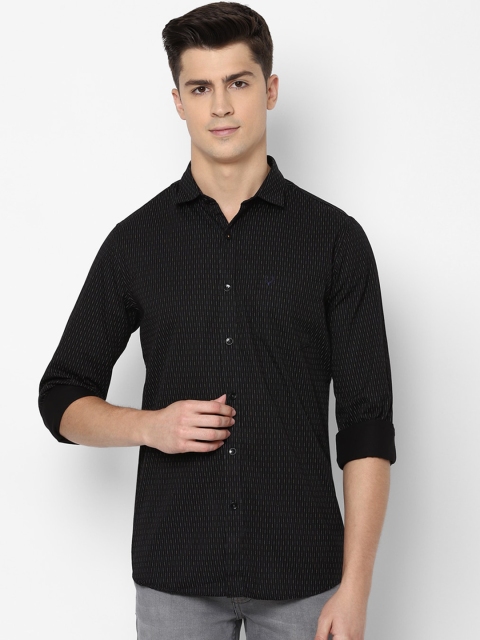 

Allen Solly Men Black & White Striped Cotton Slim Fit Casual Shirt